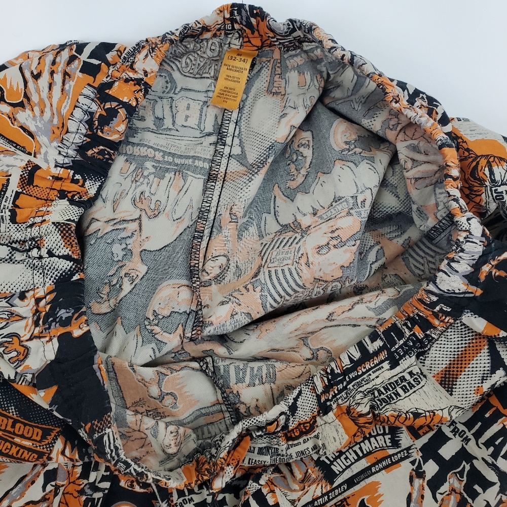 Vintage Zombie Horror Movie Night Pajamas PJ Bottoms Pants Medium Unisex Cotton - Picture 9 of 9